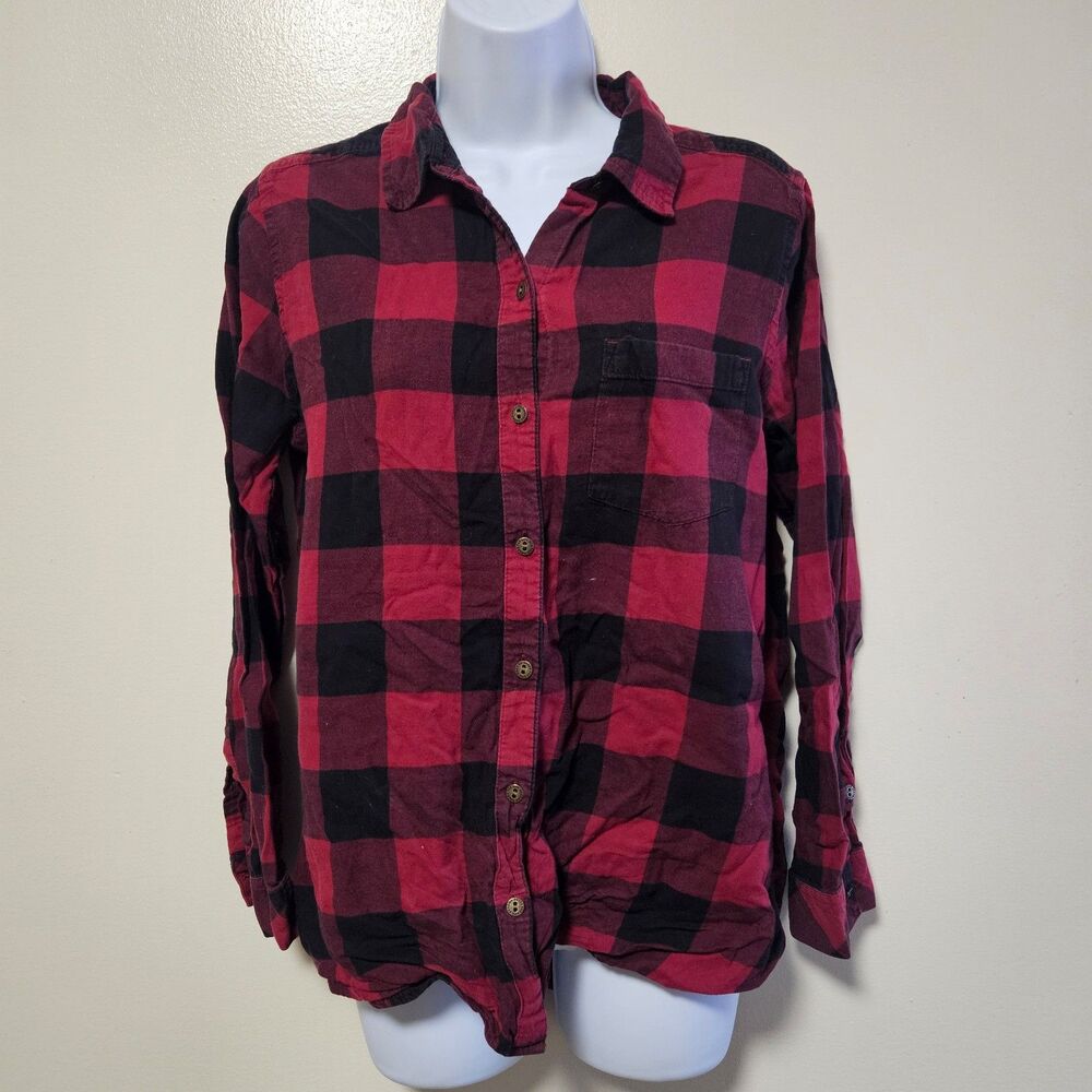 Sonoma Buffalo Plaid Flannel Button Down Western Fall Holiday Women Large